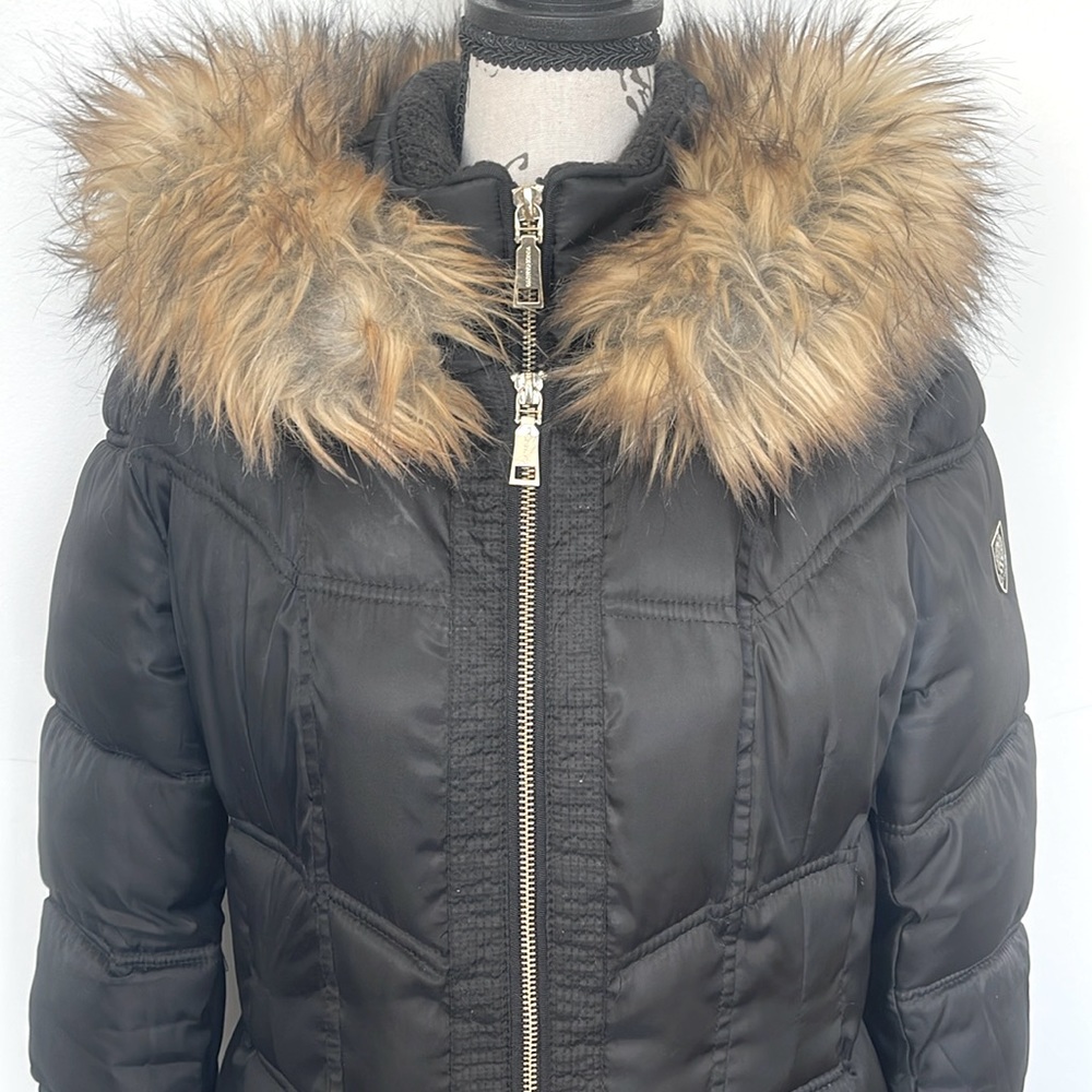 Vince Camuto Black Puff Winter Coat Parka - Size Small - Picture 1 of 9